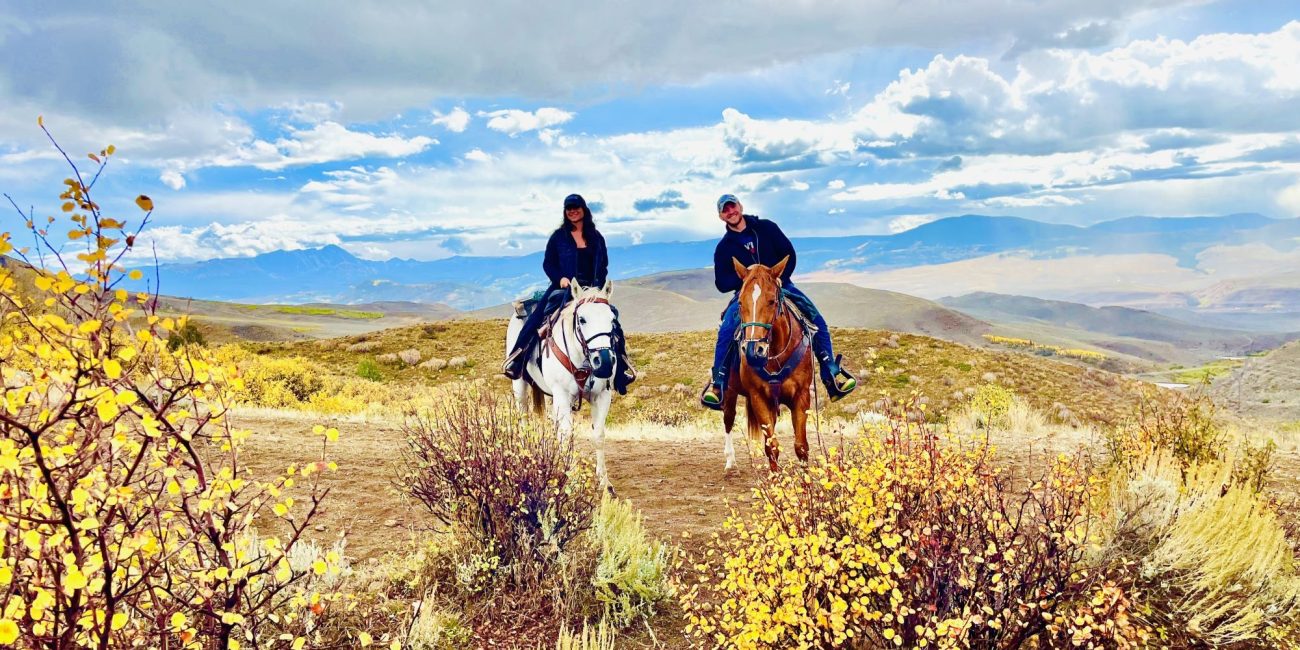 colorado horseback engagement photo