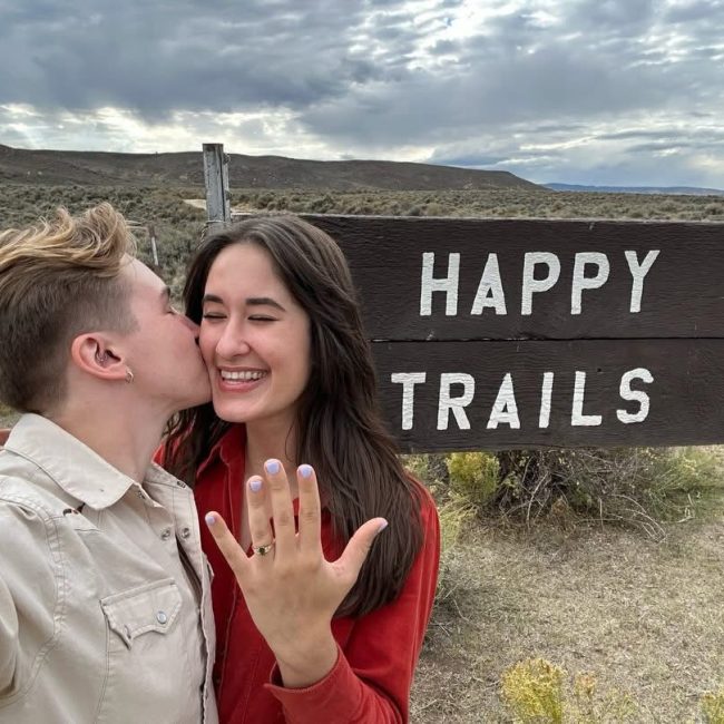 couple getting engaged at rusty spurr ranch